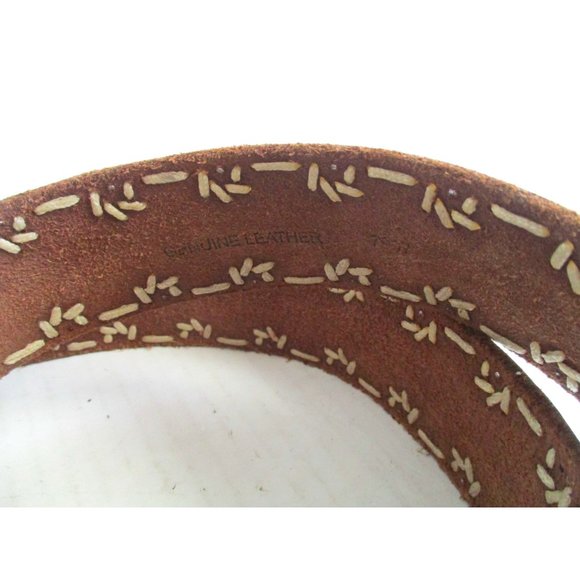 *Aeropostale Brown Leather Belt BOHO Design Jute Stitching Trim - Small main image 3